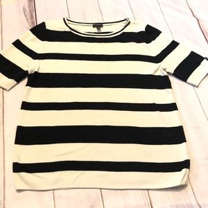 Talbots Black/White Stripe M 1/3 Sleeve NWOT